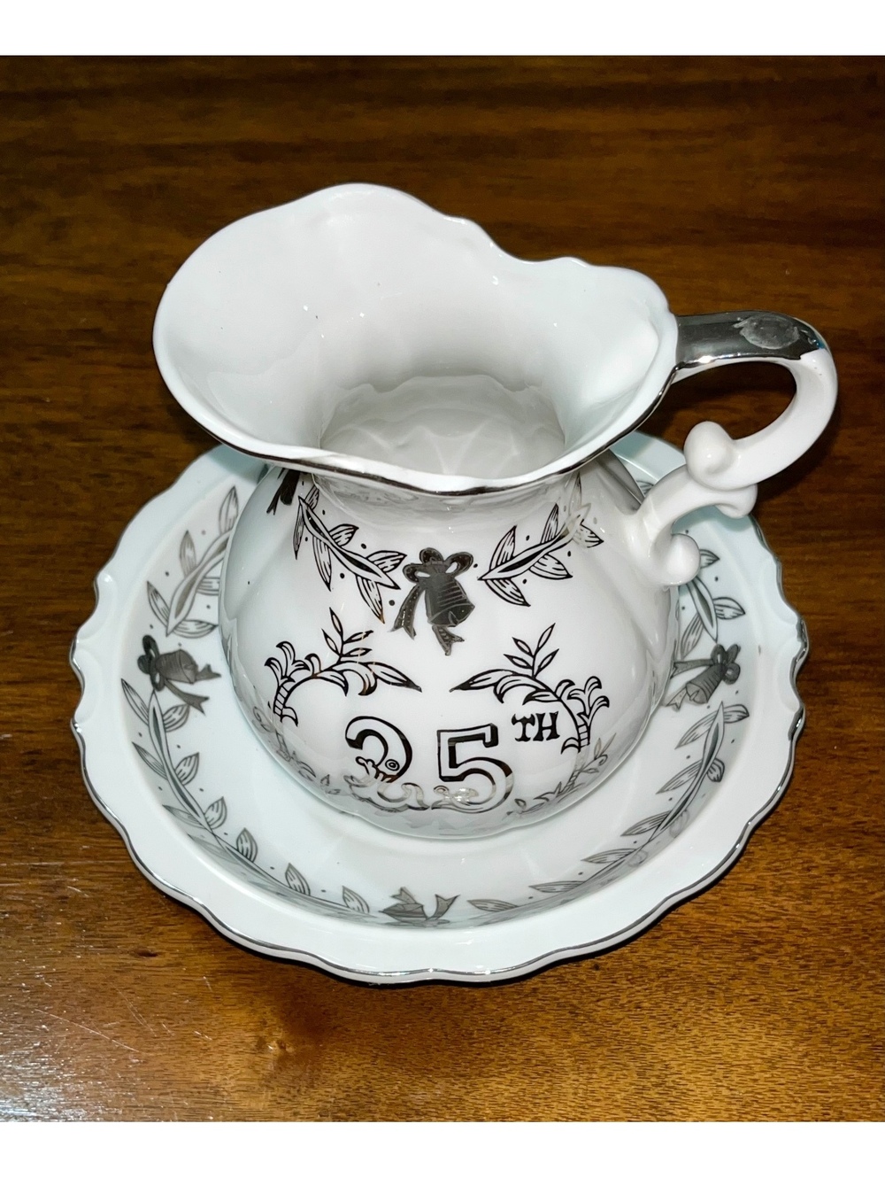 Vintage Lefton China 25th Anniversary Pitcher and Bowl Set